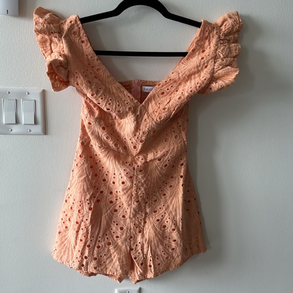 Chicways | Women’s Small | Orange Eyelet Romper Jumpsuit - Picture 3 of 10